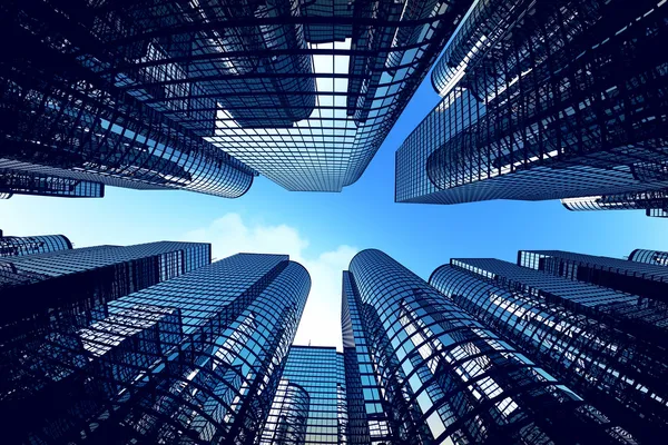 Torres de negocios con efecto de lente de ojo de pez . —  Fotos de Stock