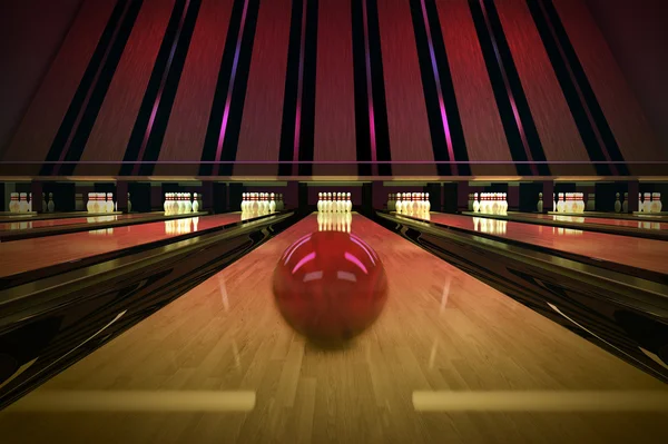 Tíz-pin bowling lövés. — Stock Fotó