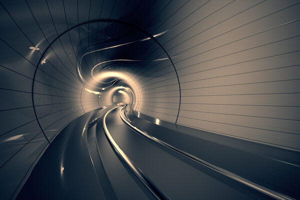 Futuristic metro tunnel.