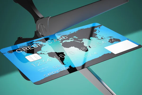 Credit card cutting. — Stock Photo, Image