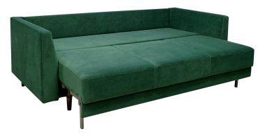 Beyaz arka planda izole kanepe. Kırpma yolu da dahil. Kanepe uyumak için hazır.