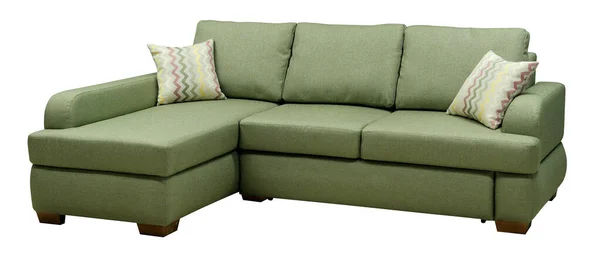 Corner sofa isolated on white background. Shabby sofa upholstery. Clipping path — Stock Photo, Image