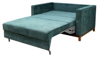 Beyaz arka planda izole kanepe. Kesme yolu. Kanepe uyumak için hazır.