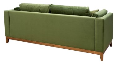 Beyaz arka planda izole kanepe. Arkadan bak. Kırpma yolu dahil.