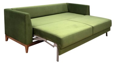 Beyaz arka planda izole kanepe. Kırpma yolu da dahil. Kanepe uyumak için hazır..