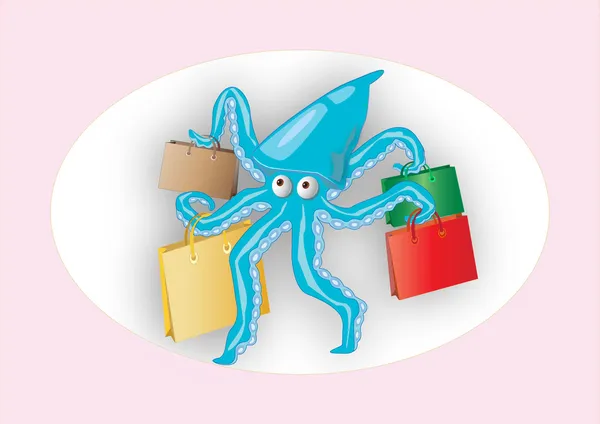 Confessions of a Shopaholic octopus — Stock Vector