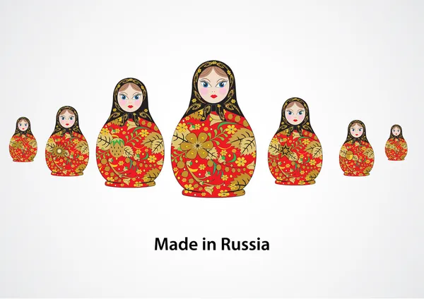 Brinquedo nacional russo, lembrança matryoshka — Vetor de Stock