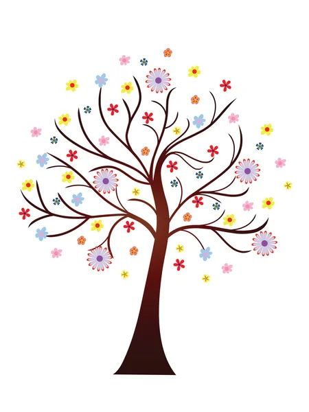 Bela árvore de primavera florescendo — Vetor de Stock
