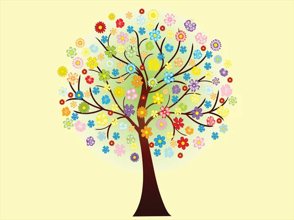 Vetor bela árvore de primavera florescendo — Vetor de Stock
