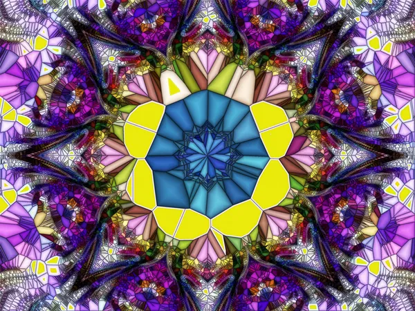 Mosaico de vidro manchado. Ornamento geométrico abstrato. Caleidoscópio Imagem De Stock