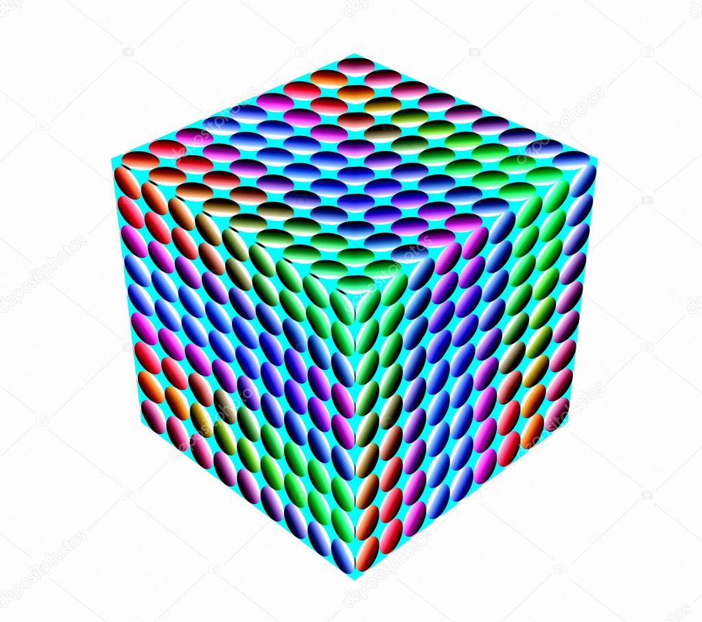 Surround cube. A wonderful harmony of colors. 3D. A-0225.