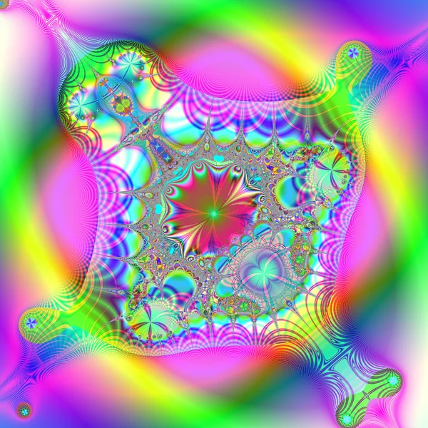 Gorgeous fractal colorful glass tiles in the style of computer g — Stock Photo, Image