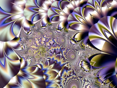 muhteşem renkli fraktal, fantastik çiçek desen stili orname