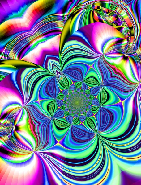 Gorgeous colorful fractal, fantastic flower pattern style orname — Stock Photo, Image