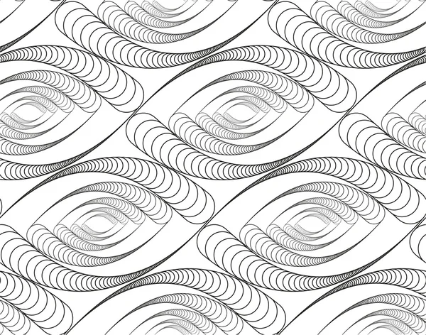 Abstract vector seamless pattern with eye-like figure. Black and — Stock Vector