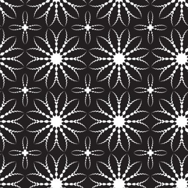 bloom benzeri rakamlar ile tasarlamak vektör Dikişsiz siyah-beyaz desen