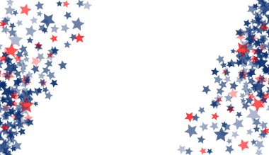 American Memorial Day stars background. Holiday confetti in USA flag colors for Patriot Day. 4th of July holiday stardust