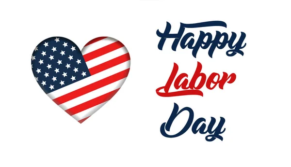 Labor Day greeting card with USA national flag background and text Happy Labor Day.