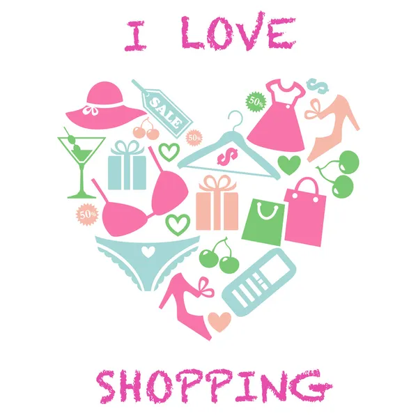 I _ love _ shopping — Archivo Imágenes Vectoriales