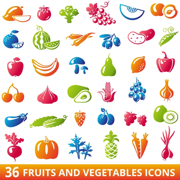 Fruits Vegetables Set — Stock Vector