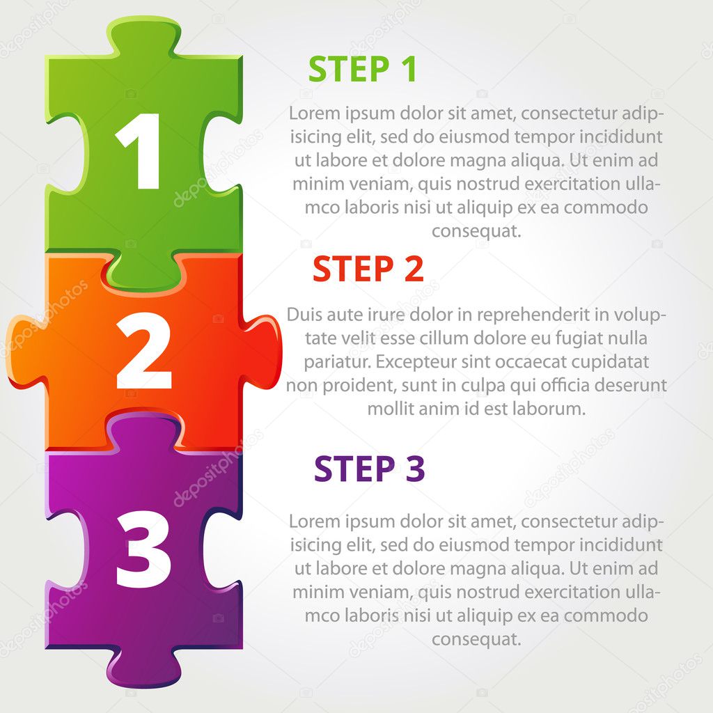 One two three progress icons for three steps. Vector illustration