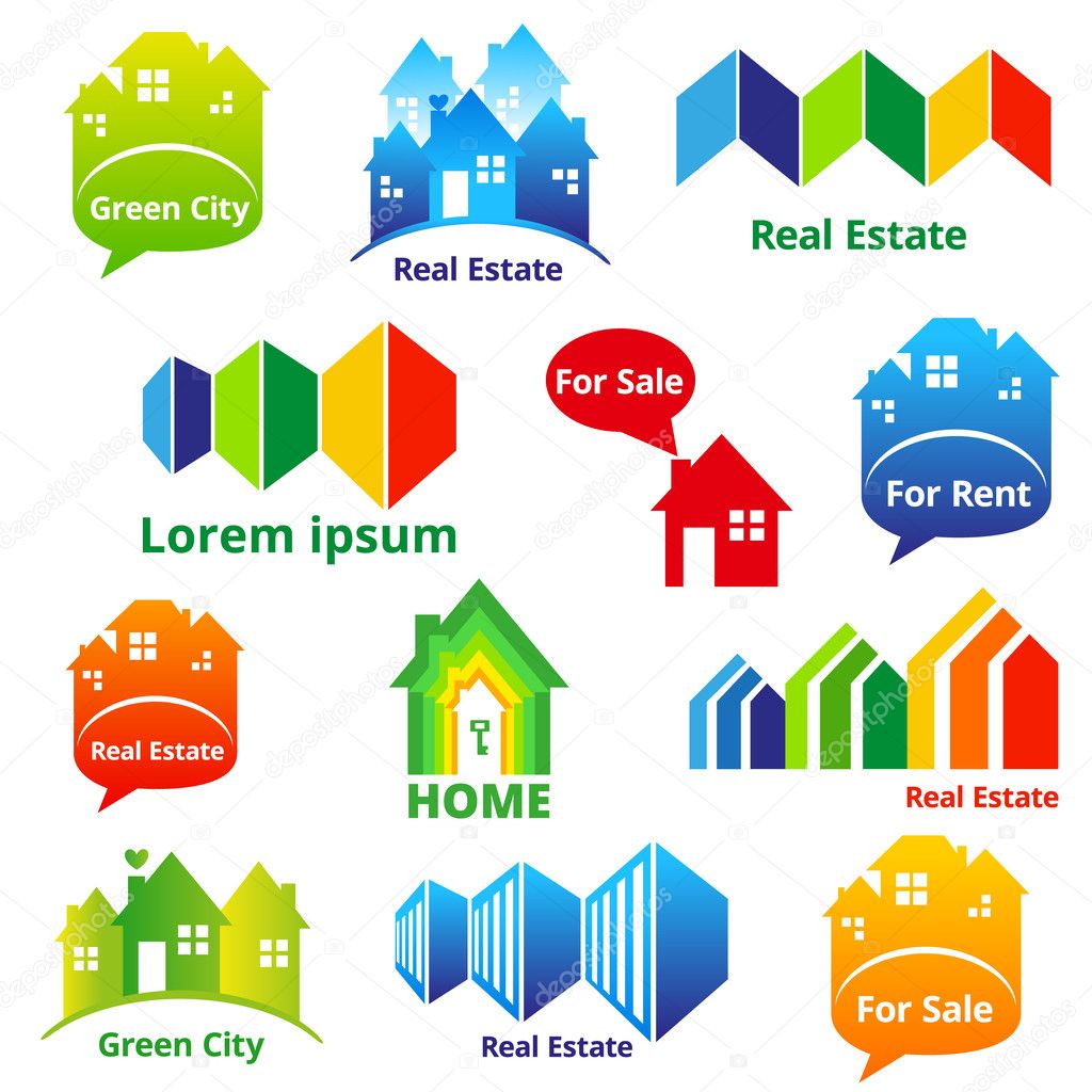 Set of Real estate and Green city design concept. Vector illustration