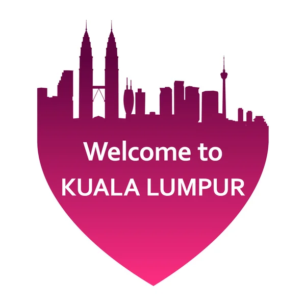 Skyline von Kuala Lumpur in Herzform. — Stockvektor