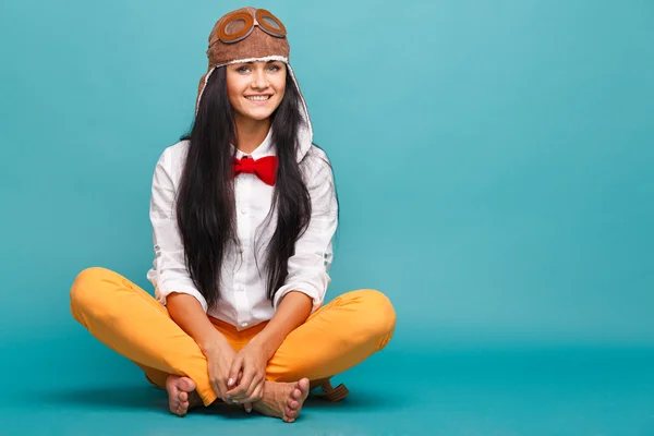 Chica en casco — Foto de Stock