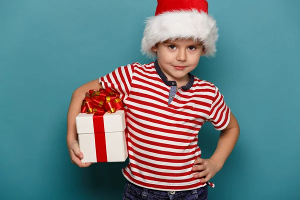 Zabawne dziecko w santa czerwony — Zdjęcie stockowe