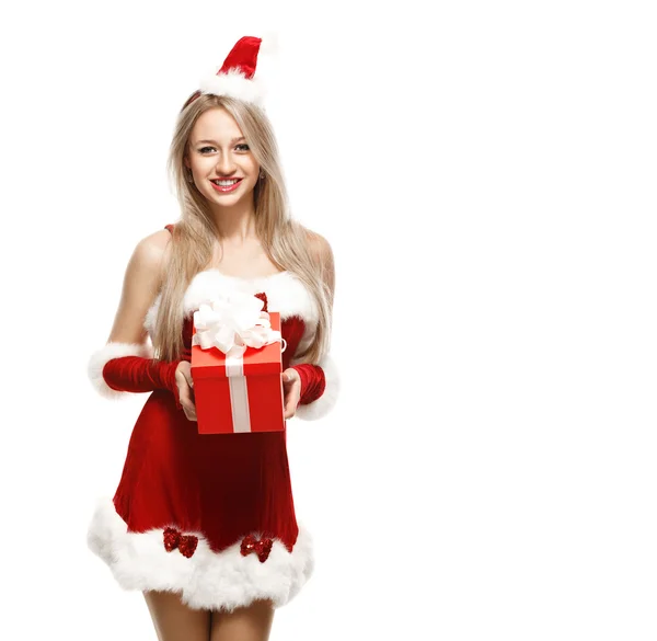 Girl wearing santa claus clothes — Stock Photo, Image