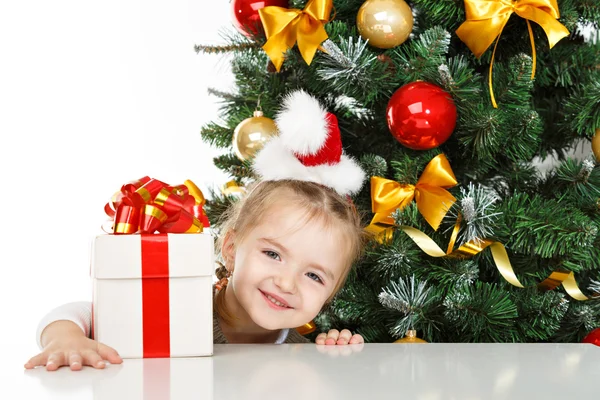 Girl smiling with gift box Royalty Free Stock Images