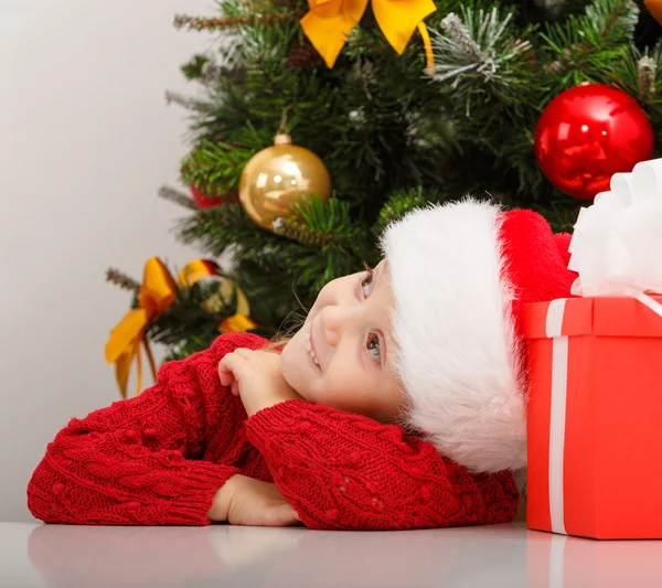 Little girl with gift box Royalty Free Stock Images