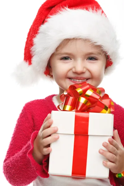 Girl smiling with gift box . Royalty Free Stock Images