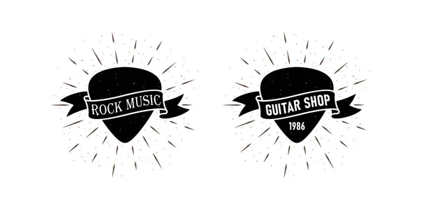 Illustration Vectorielle Avec Une Texture Grunge Guitare Pick Rayons Ruban — Image vectorielle