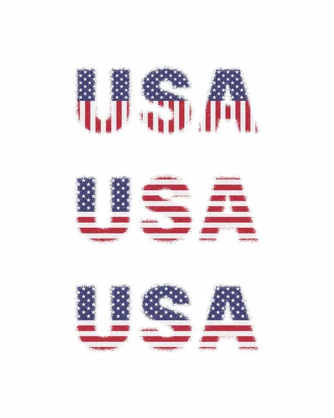 カラーイラストのテキスト 白の背景にフラグのセット エンブレム ステッカー ラベル バッジのデザイン要素 グランジの質感のベクトルイラスト アメリカ国旗 象徴主義 — ストックベクタ