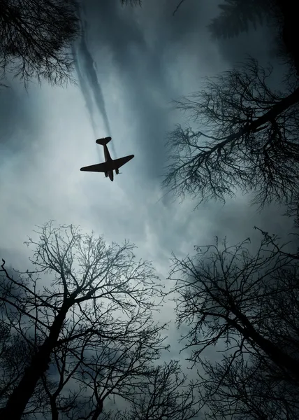 Plane World War II era in flight — Stock Photo, Image