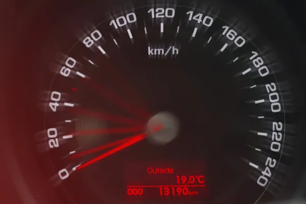 Speedometer close up view. White and red — Stock Photo, Image