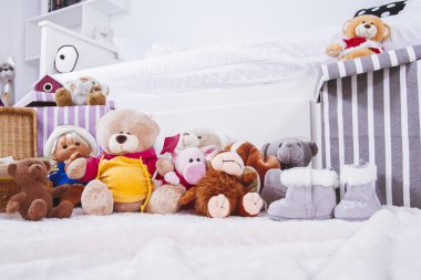 iç oda içi doldurulmuş hayvan oyuncaklar