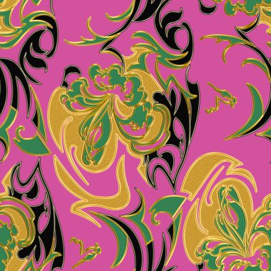 Kusursuz soyut desen. Tekstil deseni, çiçek ve geometrik baskı deseni tekstil tasarımı ve kumaşlar için.