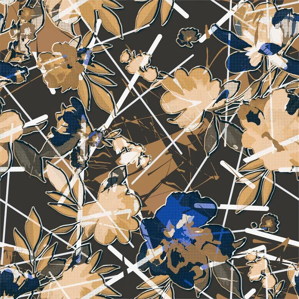 Naadloos Abstract Patroon Textielpatroon Bloemmotief Geometrische Motieven Voor Textiel Textiel — Stockfoto
