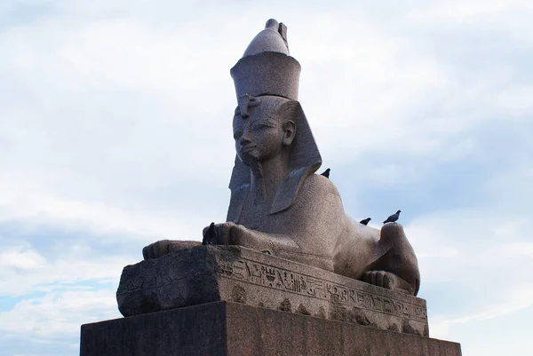 Sphinx Égyptien Pierre Contre Ciel Bleu — Photo