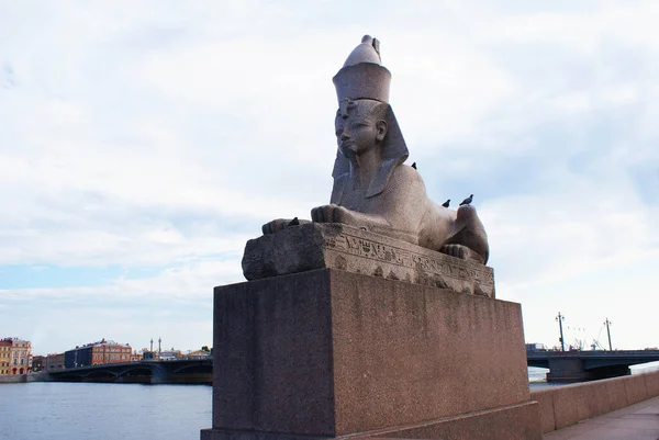 Sphinx Égyptien Pierre Contre Ciel Bleu — Photo