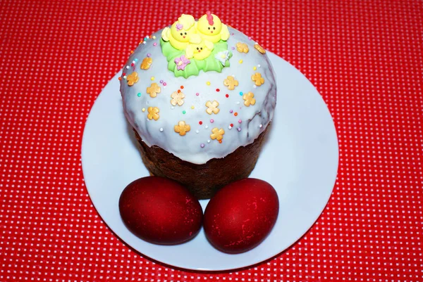 Paskalya Pastası Renkli Yumurtalar Ortodoks Bayramı — Stok fotoğraf