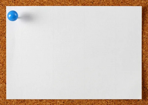 Note memo paper with blue pin — Stock Photo, Image