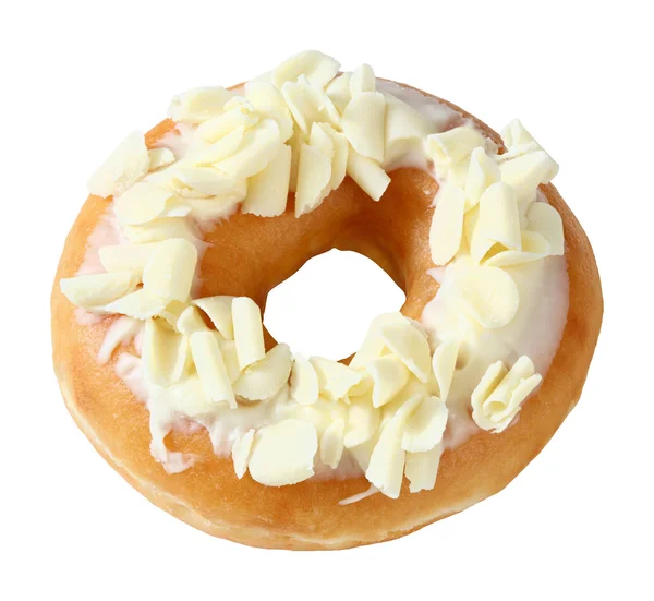 Donut mit zerfetzter weißer Schokolade — Stockfoto