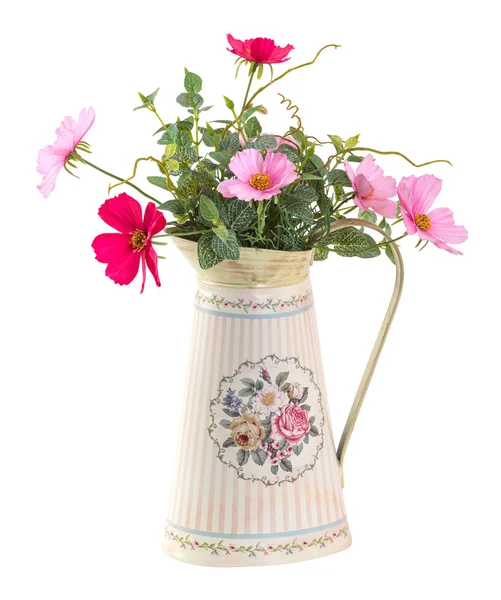 Colorida flor cosmo en maceta de estilo vintage —  Fotos de Stock
