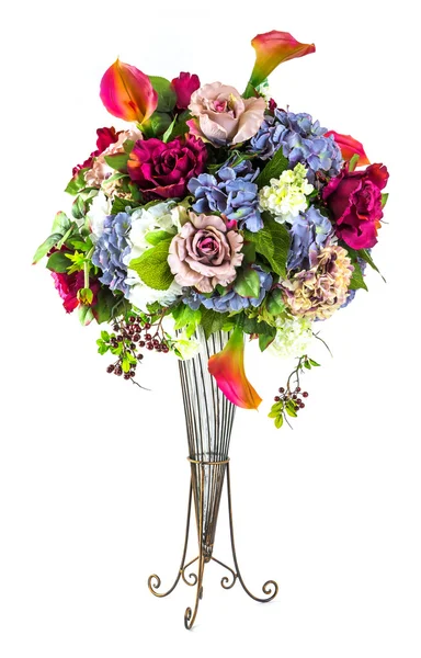 Bouquet of flowers in glass vase — Stock Photo, Image