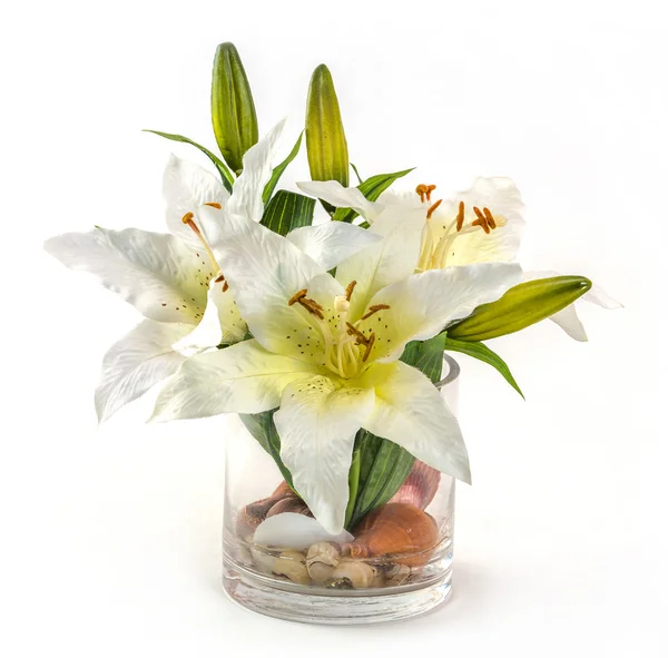 Bouquet of lily in glass vase — Stock Photo, Image