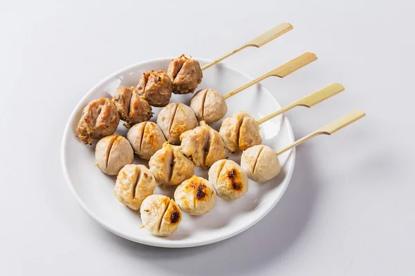 Mix grilled pork and meat balls — Stock Photo, Image