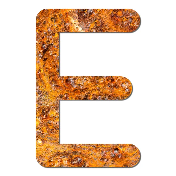 Font rusty steel texture alphabet E — Stock Photo, Image